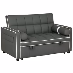 HOMCOM 2 Seater Pull Out Sofa Bed with Adjustable Backrest, Charcoal Grey - Additional view 8