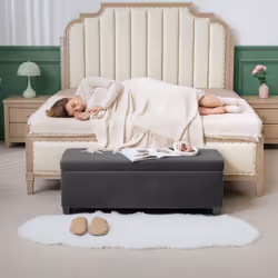 HOMCOM Storage Ottoman with Lid, 112cm Bench Chest Box - Grey - Additional view 5