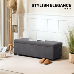 HOMCOM Storage Ottoman with Lid, 112cm Bench Chest Box - Grey - Additional view 6