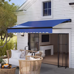 Outsunny 2.5 x 2m Electric Awning with LED Light and Remote Controller Blue