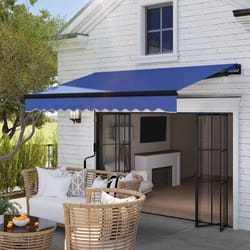 Outsunny 2.5 x 2m Electric Awning with LED Light and Remote Controller Blue