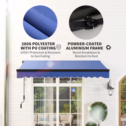 Outsunny 2.5 x 2m Electric Awning with LED Light and Remote Controller Blue