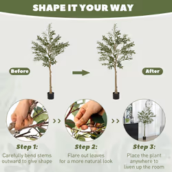 HOMCOM 2 Pack Indoor Artificial Plants, Faux Potted Silk Olive Trees, 150cm - Additional view 5