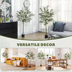 HOMCOM 2 Pack Indoor Artificial Plants, Faux Potted Silk Olive Trees, 150cm - Additional view 7