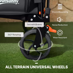 Outsunny Folding Trolley on Wheels, Garden Cart with Openable Sides, Black - Additional view 4