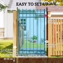 Outsunny Galvanised Steel Garden Fence Gate Security Barrier with Lock, Keys - Additional view 4