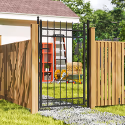 Outsunny Galvanised Steel Garden Fence Gate Security Barrier with Lock, Keys - Additional view 6