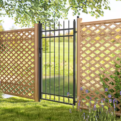 Outsunny Galvanised Steel Garden Fence Gate Security Barrier with Lock, Keys - Additional view 7