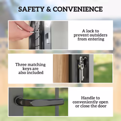 Outsunny Galvanised Steel Garden Fence Gate Security Barrier with Lock, Keys - Additional view 8