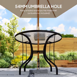 Outsunny Outdoor Dining Table with Parasol Hole, Round, 96.5 x 96.5 x 71 cm