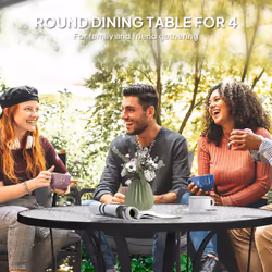 Outsunny Outdoor Dining Table with Parasol Hole, Round, 96.5 x 96.5 x 71 cm - Additional view 4