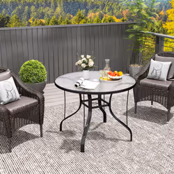 Outsunny Outdoor Dining Table with Parasol Hole, Round, 96.5 x 96.5 x 71 cm - Additional view 5