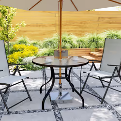 Outsunny Outdoor Dining Table with Parasol Hole, Round, 96.5 x 96.5 x 71 cm - Additional view 7
