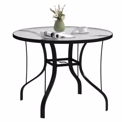 Outsunny Outdoor Dining Table with Parasol Hole, Round, 96.5 x 96.5 x 71 cm - Additional view 8