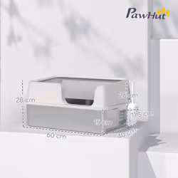 PawHut Stainless Steel Litter Box, High Sided Metal Cat Litter Tray w/ Scoop
