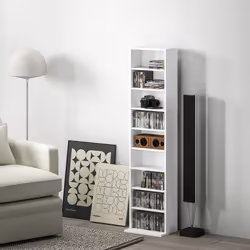 HOMCOM 260 CD Storage Unit 120 DVD Storage Tower with 9 Compartments White