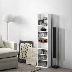 HOMCOM 260 CD Storage Unit 120 DVD Storage Tower with 9 Compartments White