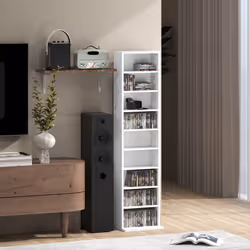 HOMCOM 260 CD Storage Unit 120 DVD Storage Tower with 9 Compartments White - Additional view 7