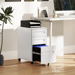 Vinsetto Lockable Mobile Filing Cabinet w/ 3 Drawers 30 x 43.5 x 60 cm White