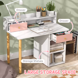 AIYAPLAY Kids Desk and Chair Set for Studying, Reading, Drawing, Pink