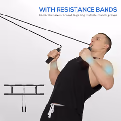 SPORTNOW Pull Up Bar Doorway, Push Up Stand w/ Resistance Bands