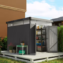 Outsunny 5.3 x 8.5ft Galvanised Steel Garden Shed with Roof Windows