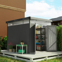 Outsunny 5.3 x 8.5ft Galvanised Steel Garden Shed with Roof Windows