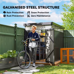 Outsunny 5.3 x 8.5ft Galvanised Steel Garden Shed with Roof Windows