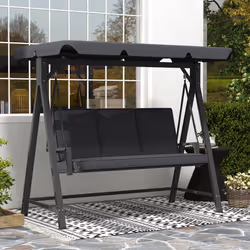 Outsunny 3 Seater Garden Swing Seat with Adjustable Canopy and Cushion Grey