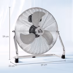 HOMCOM Electric Portable Table Fan with Powerful Airflow, Silver Tone