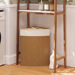 HOMCOM 55L Laundry Hamper with Removable Washable Liner Bag - Brown