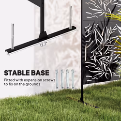 Outsunny Decorative Outdoor Divider Privacy Panel with Stand, Bamboo Black