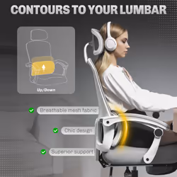 HOMCOM Mesh Ergonomic Office Chair with Lumbar Support, Headrest, Grey
