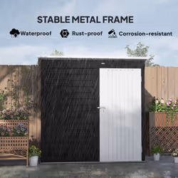 Outsunny 6 x 4ft Metal Garden Shed with Lockable Door and Gloves, Dark Grey - Additional view 4