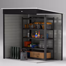 Outsunny 6 x 4ft Metal Garden Shed with Lockable Door and Gloves, Dark Grey - Additional view 6