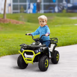 AIYAPLAY 12V Kids Quad Bike w/ 4 Suspension Wheels, for 3-5 Years, Green