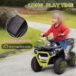 AIYAPLAY 12V Kids Quad Bike w/ 4 Suspension Wheels, for 3-5 Years, Green - Additional view 4