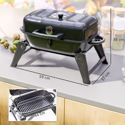 Outsunny Folding Charcoal Barbecue Grill, Portable BBQ for Camping, Black
