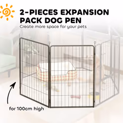 PawHut 2 Piece Expansion Pack Dog Pen for Large Dogs, 100cm Tall, Black