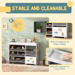 AIYAPLAY Kids Toy Storage Unit with 11 Fabric Bins, 3 Stickers, White - Additional view 5