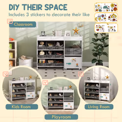 AIYAPLAY Kids Toy Storage Unit with 11 Fabric Bins, 3 Stickers, White - Additional view 6