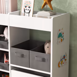 AIYAPLAY Kids Toy Storage Unit with 11 Fabric Bins, 3 Stickers, White - Additional view 8