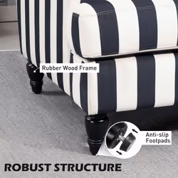 HOMCOM Cuddle Chair with Stripe, Armchair for Living Room, Black and White - Additional view 5