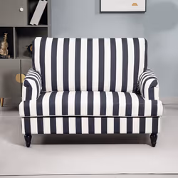 HOMCOM Cuddle Chair with Stripe, Armchair for Living Room, Black and White - Additional view 6