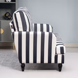 HOMCOM Cuddle Chair with Stripe, Armchair for Living Room, Black and White - Additional view 7