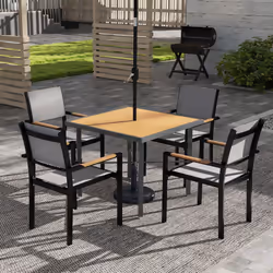 Outsunny 90cm Square Outdoor Patio Garden Dining Table with Umbrella Hole