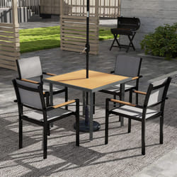 Outsunny 90cm Square Outdoor Patio Garden Dining Table with Umbrella Hole