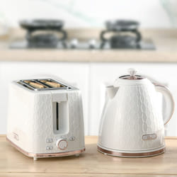 HOMCOM Kettle and Toaster Set 1.7L Fast Boil Kettle & 2 Slice Toaster Set - White