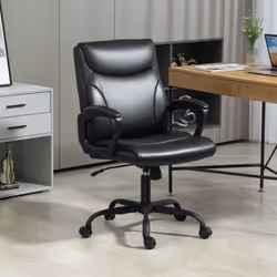 HOMCOM Faux Leather Desk Chair with Tilt Function for Home Office, Black