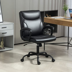 HOMCOM Faux Leather Desk Chair with Tilt Function for Home Office, Black